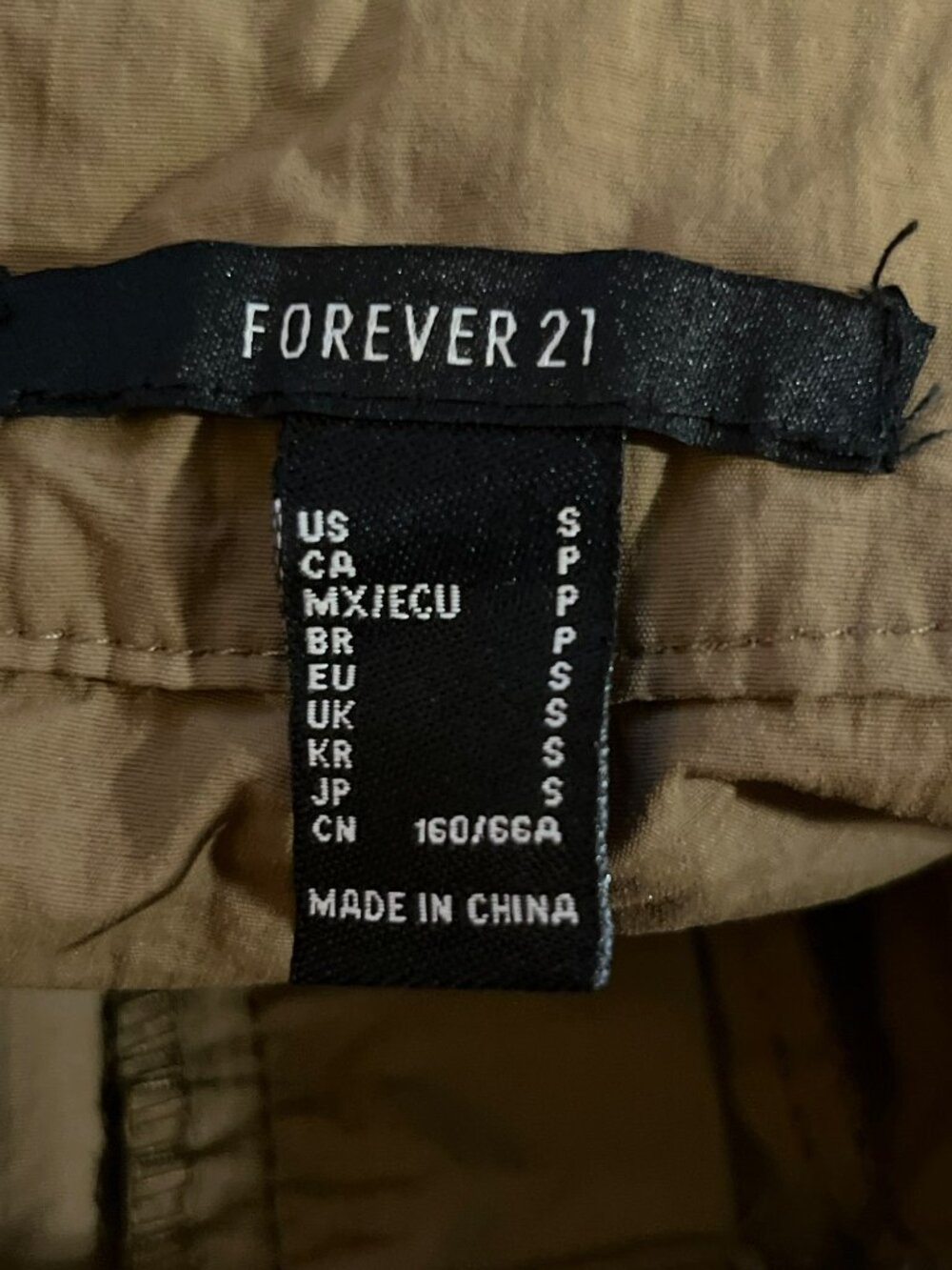 Forever 21 Cargo Pants Women's Small Dark Tan Belted Hem Nylon Blend Used - Picture 5 of 15